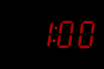 eighties red classic alarm clock display numbers reproduction from real photos and isolated on black overlay 