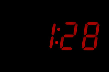 eighties red classic alarm clock display numbers reproduction from real photos and isolated on black overlay 