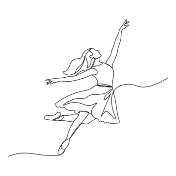 Vector illustration. Ballet. Ballet dancer. Dance. Drawing with one line.