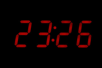 eighties red classic alarm clock display numbers reproduction from real photos and isolated on black overlay 