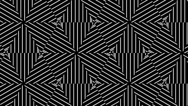 A black and white patterned rotating animation