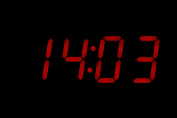 eighties red classic alarm clock display numbers reproduction from real photos and isolated on black overlay 