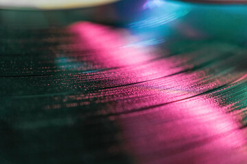 Close-up view on vinyl record album.