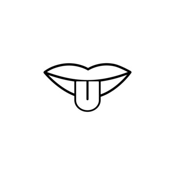 recommend clip art: Mouth sticking tongue out or lick line art vector icon for apps and websites EPS 10