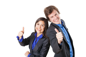 Happy Business team giving thumbs up