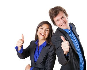 Happy Business team giving thumbs up