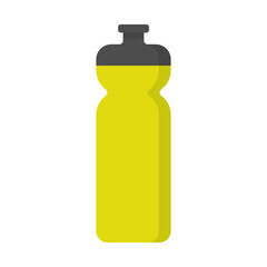 Yellow sport water bottle. Flat style container water for sport and fitness. Isolated vector illustration