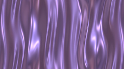 Purple shiny molten metal, flowing satin waves 3d rendering seamless texture