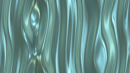 Teal molten metal, flowing satin waves 3d rendering seamless pattern.