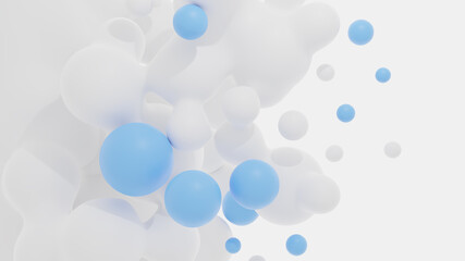 Abstract simulation of floating drops. 3D illustration