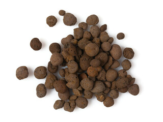 pile of clay drainage isolated on white background