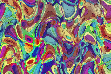 やや白みがかったマルチカラーの小さな歪んだ円模様