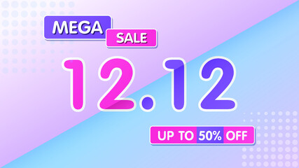 12.12 Mega sale discount banner template promotion. Sale banners. Mega and flash sale colorful banner Design for poster, banner and social media. Vector Illustration.