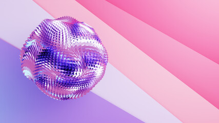 3D illustration in pink and purple colors and an empty space