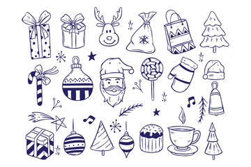 cute christmas icons with doodle style