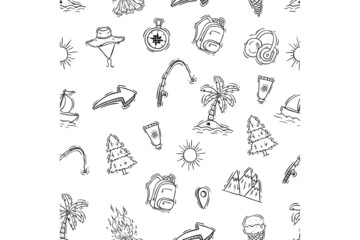 seamless pattern of travel doodle icons