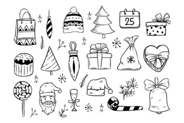collection of christmas with hand drawing style