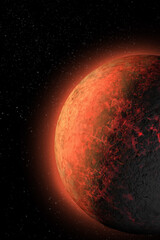 Naklejka premium Vertical wallpaper of planet in space. Outer dark space wallpaper. Surface of planet . Sphere. View from orbit. Elements of this image furnished by NASA