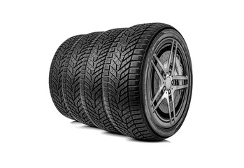 Winter tires set isolated on a white background.