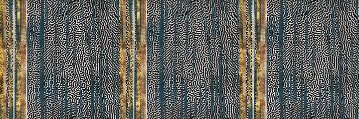 Seamless tribal ethnic stripe grungy border surface pattern design for print. High quality animal fur skin inspired illustration. Faded rug or carpet like cover graphic tile. Thick line textures.