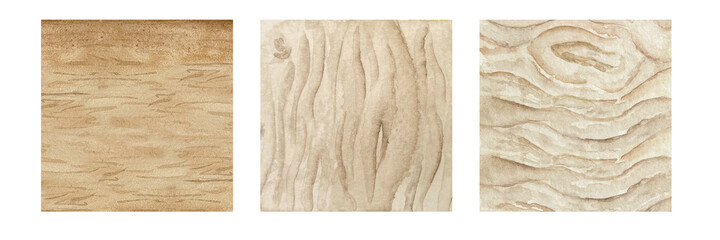 Watercolor tiles with wood texture. Set of wooden texture tiles