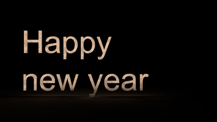 3d render, inscription Happy New Year gold on a black minimalistic clean background, art background