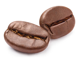 Roasted coffee beans, isolated on white background