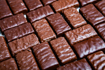 Assortment of delicious chocolate candies background. Chocolate candy isolated 
