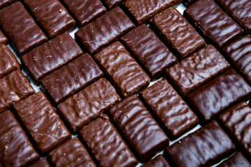 Assortment of delicious chocolate candies background. Chocolate candy isolated 