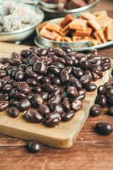 Assortment of delicious chocolate candies background. Chocolate candy isolated 