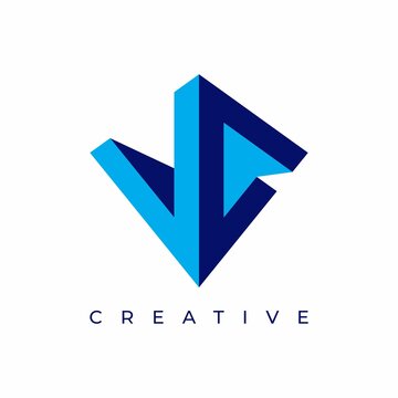 letter VC triangle logo design vector