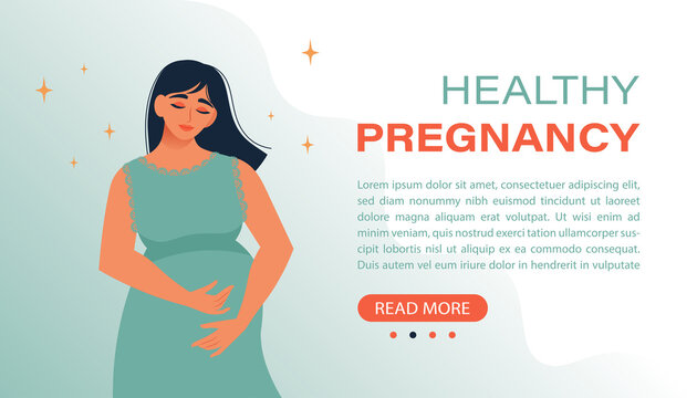 Preparation for childbirth, healthy Pregnancy. Pregnancy woman. Vector illustration in flat style