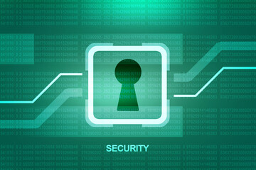 2d illustration technology cyber security in shield
