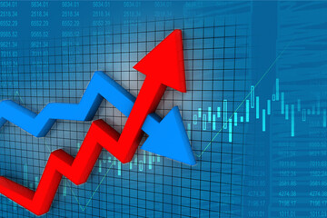 3d illustration inflation and deflation graph
