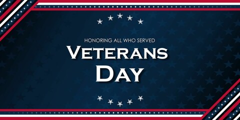 Veterans Day. Respect all those on duty. November 11, dark blue veterans day template