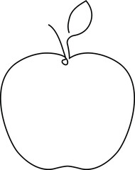 Apple icon, black line silhouette of fresh natural fruit. Vector illustration isolated on white background.