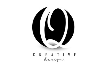 Letters OQ Logo with a minimalist design. Letters O and Q with geometric and handwritten typography.