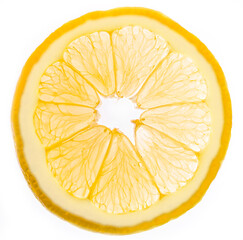 Zitronenscheibe, weißer Hintergrund durchleuchtend
