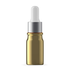 5ml Gold Glass Dropper Bottle. Isolated