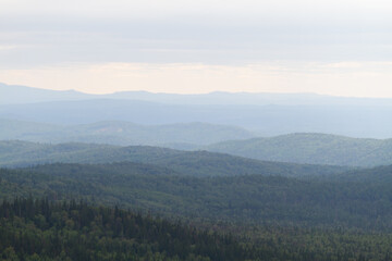 Foggy landscape in the mountains