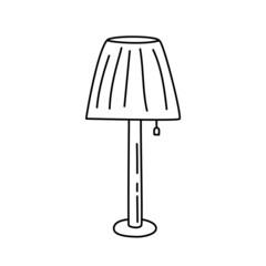 Floor lamp sketch. Hand drawn black and white doodle vector illustration.