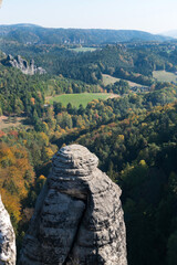 Round rock on the background of a deep canyon in Germany