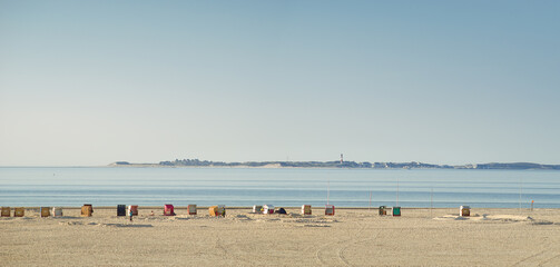 View from the island of Amrum to Sylt in the North Sea 