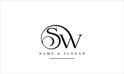SW, WS, S, W abstract letters logo monogram - obrazy, fototapety, plakaty