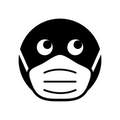 Fototapeta premium Wear a Mask Warning Sign Showing a Face with a Facemask Icon. Vector Image.