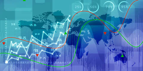 2d rendering Stock market online business concept. business Graph 