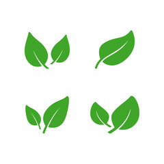 Set glyph icons of eco leaf