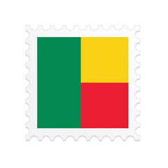 Benin flag postage stamp on white background. Vector illustration eps10