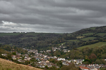 Fototapeta na wymiar View of the seaside town of Combe Martin in Devon UK