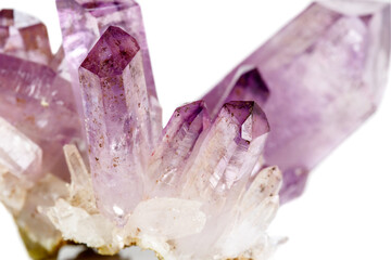Amethyst Crystal Druse  macro mineral on white background